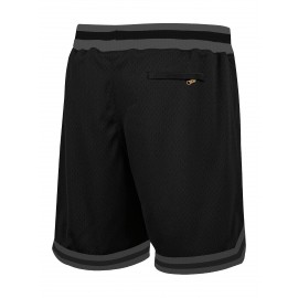 Men's Black # 62 Basketball Shorts, Classic Letter Embroidery Design, Breathable Button Style Short Sleeved Shirt, Suitable For Training And Competition