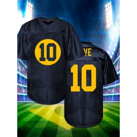 SheLucki Men'S #10 Sports Jersey, Polyester V-Neck Embroidered Football Shirt, Breathable, Casual, Street Style, Loose Fit, for Adult & Teen, Four Seasons Outdoor & Daily Wear, Running, Hiking, Training, Sports, Unity, Seasonal Celebrations