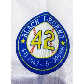 Men'S White # 42 Baseball Shirt, Classic Letter Embroidery Design, Button Style Short Sleeved Breathable Shirt, for Training And Competition Use