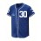 Men'S Blue # 30 Baseball Shirt, Classic Letter Embroidery Design, Button style Short Sleeve Breathable Shirt, Training and Competition Category: Men'S Baseball Shirt