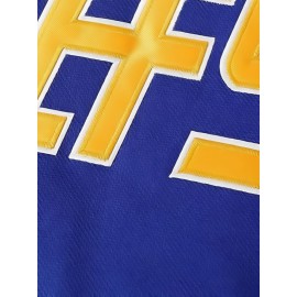 [1pc Men'S #16 Embroidered Hockey Jersey] Men'S #16 Embroidered Hockey Jersey, SheLucki, Polyester V-Neck Sports Shirt, Slight Stretch, Loose Fit, for Casual, Running, Workout, Outdoor Activities, Universal Adult & Teen Style, Four Seasons Wear