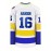 Men's #16 White Ice Hockey Jersey - Breathable, Embroidered Long Sleeve V-Neck Sweatshirt for Sports & Casual Wear