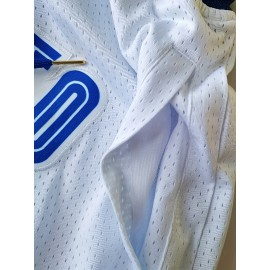 [Everyday Comfort] Men's White #27 Basketball Shorts, Classic Letter Embroidery Design, Breathable Button- Shirt, Polyester 100%, Loose Fit, with Knit Fabric for Training & Competition, All Seasons Sports Style