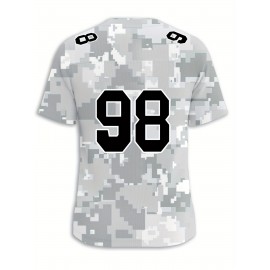 Men's Arctic Camo Las Vegas #98 Polyester Football Jersey, Men V-Neck Sports Shirt With Slight Stretch, Breathable Casual Knit Fabric For All Seasons, Loose Fit Adult, Fans Gift Men, For Training Competition Festival Party Outdoor Sports