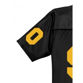 Men's Pittsburgh #90 Polyester Football Jersey T Shirts, Yellow And Black Stitching V-Neck Sports Shirt With Slight Stretch, Breathable Casual Knit Fabric For All Seasons, Loose Fit Adult & Teen, Fans Gift Men Youth