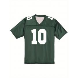 Men's Green Bay #10 Polyester Green Football Jersey T Shirts, V-Neck Sports Shirt With Slight Stretch, Breathable Casual Knit Fabric For All Seasons, Loose Fit Adult & Teen, Fans Gift Men Youth