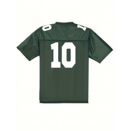 Men's Green Bay #10 Polyester Green Football Jersey T Shirts, V-Neck Sports Shirt With Slight Stretch, Breathable Casual Knit Fabric For All Seasons, Loose Fit Adult & Teen, Fans Gift Men Youth