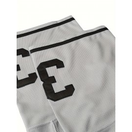 Men's Gray Embroidered Polyester Baseball Shirt # 30 Loose Knit Fabric Breathable V-neck Sports Top Suitable for Spring, Summer, And Autumn Sizes S-3XL