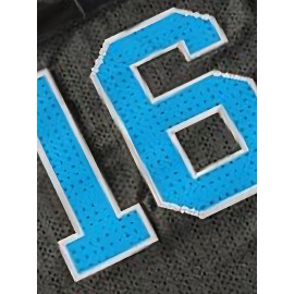 Men'S American Football Top # 16 Black Football Jacket Breathable V-neck Embroidered Polyester Loose Fabric