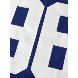 Men's #96 Blue & Red USA Hockey Jersey - V-Neck,, Lightweight Polyester Captain's Sweatshirt with Striped Accents for Team Sports, Casual Wear & More