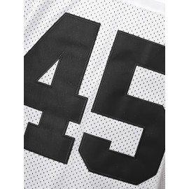 Men'S American Football Shirt # 45 White Football Sweatshirt Breathable V-neck Knitted Loose Fabric Suitable For Team Sports Training Competition Street Christmas Halloween Size S-3XL