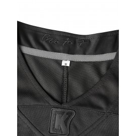 Men'S American Football Sweatshirt, # 7 Black Breathable V-neck Embroidered Polyester Sportswear, Suitable For Street, Team Sports, Beach, Loose Knitted Fabric, S-3XL