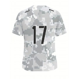 Men's Arctic Camo Washington #17 Polyester Football Jersey, Men V-Neck Sports Shirt With Slight Stretch, Breathable Casual Knit Fabric For All Seasons, Loose Fit Adult, Fans Gift Men, For Training Competition Festival Party Outdoor Sports