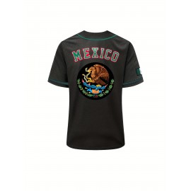 SheLucki Men'S Polyester Baseball Jersey, V-Neck, Slight Stretch, Embroidered, Loose Fit, for Sports, Casual, Daily Wear, Adult & Teen Unisex Style, Four Seasons