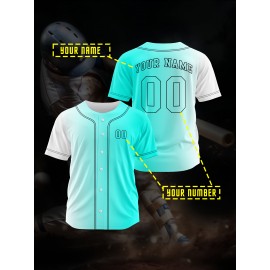 Customizable Youngsters' Baseball Jersey - Personalized Name & Number, Light Purple to White Gradient Design, Breathable Polyester, Perfect for Sports Training, Parties & Casual Wear, Youth Sports Apparel | Outdoor Activity Shirt | Durable Sports Jersey