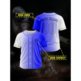 Customizable Youngsters' Baseball Jersey - Personalized Name & Number, Light Purple to White Gradient Design, Breathable Polyester, Perfect for Sports Training, Parties & Casual Wear, Youth Sports Apparel | Outdoor Activity Shirt | Durable Sports Jersey