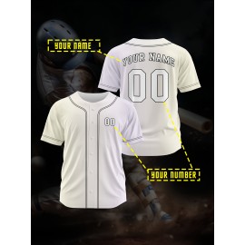 Customizable Youngsters' Baseball Jersey - Personalized Name & Number, Light Purple to White Gradient Design, Breathable Polyester, Perfect for Sports Training, Parties & Casual Wear, Youth Sports Apparel | Outdoor Activity Shirt | Durable Sports Jersey