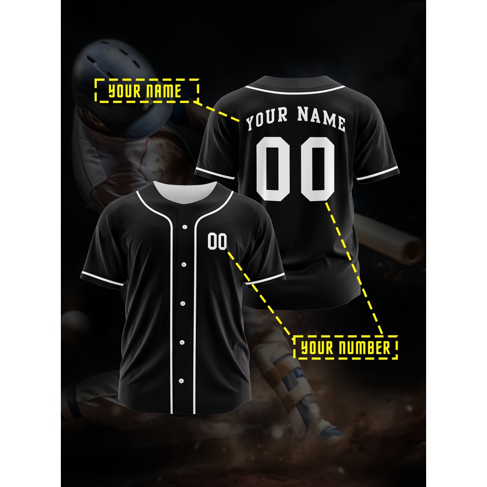 [Polyester Jersey] 100% Polyester Customizable Youngsters Baseball Jersey | Breathable & Washable, All-Over Print, Loose Fit, Sports & Casual Style for Boys & Girls | Perfect for Parties, Beach, Festive Occasions, Party Attire|Sporty Outfit