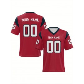 Customizable Football Jersey - Personalized Name & Number, V-Neck Sleeveless Design, Red with Black Trim & Number 00, Breathable Fabric for Outdoor Sports & Casual Wear, Summer Athletic Apparel, Custom Football Jersey, Durable Sportswear