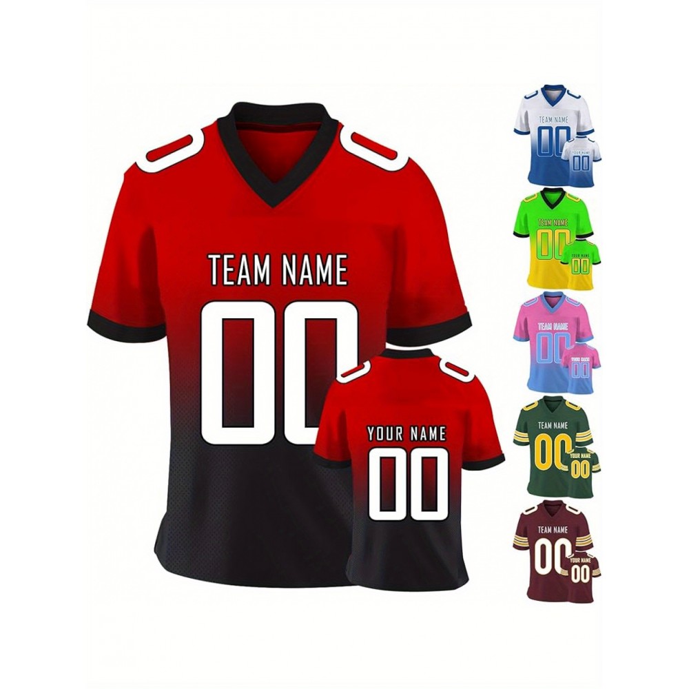 Customizable Football Jersey - Personalized Name & Number, Classic V-Neck Style with Blue & White Stripes, Perfect for Sports, Travel, or Photo Shoots, Sports Fan Apparel | Classic Vneck Style | Durable Fabric, Football Jersey