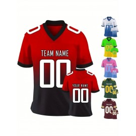 Customizable Football Jersey - Personalized Name & Number, Classic V-Neck Style with Blue & White Stripes, Perfect for Sports, Travel, or Photo Shoots, Sports Fan Apparel | Classic Vneck Style | Durable Fabric, Football Jersey
