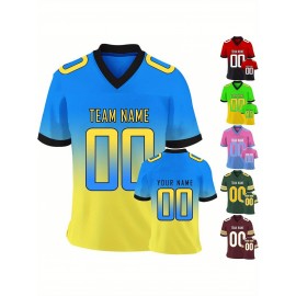 Customizable Football Jersey - Personalized Name & Number, Classic V-Neck Style with Blue & White Stripes, Perfect for Sports, Travel, or Photo Shoots, Sports Fan Apparel | Classic Vneck Style | Durable Fabric, Football Jersey