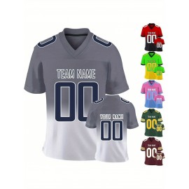 Customizable Football Jersey - Personalized Name & Number, Classic V-Neck Style with Blue & White Stripes, Perfect for Sports, Travel, or Photo Shoots, Sports Fan Apparel | Classic Vneck Style | Durable Fabric, Football Jersey