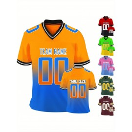 Customizable Football Jersey - Personalized Name & Number, Classic V-Neck Style with Blue & White Stripes, Perfect for Sports, Travel, or Photo Shoots, Sports Fan Apparel | Classic Vneck Style | Durable Fabric, Football Jersey