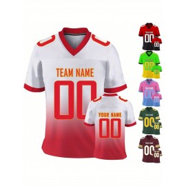 Customizable Football Jersey - Personalized Name & Number, Classic V-Neck Style with Blue & White Stripes, Perfect for Sports, Travel, or Photo Shoots, Sports Fan Apparel | Classic Vneck Style | Durable Fabric, Football Jersey