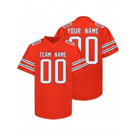 Custom Personalized Football Jerseys with Team Numbers Printed, Tailored Plus-Size Short-Sleeve Shirts, Perfect Gifts for Fans.