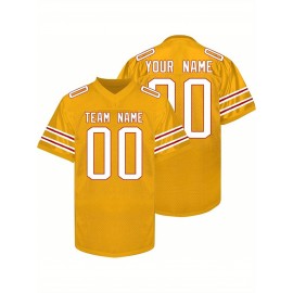 Custom Personalized Football Jerseys with Team Numbers Printed, Tailored Plus-Size Short-Sleeve Shirts, Perfect Gifts for Fans.