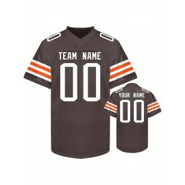 Custom Personalized Football Jerseys with Team Numbers Printed, Tailored Plus-Size Short-Sleeve Shirts, Perfect Gifts for Fans.