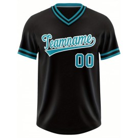 Customizable Plus Size V-Neck Baseball Jacket - Personalized Name & Number Stitched Design, Red/Black Contrast, Comfortable Non-Stretch Fabric, Breathable Summer Sports Shirt for Women, Casual Sportswear | Sporty Vneck Jacket | Durable Sportswear