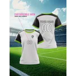 Customizable Women'S Soccer Jersey - Personalized Name & Number, Soft Fabric, Black with White Accents, Perfect for Sports & Team Events, Soccer Accessories