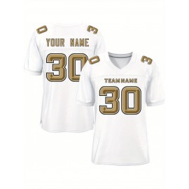 Custom Soccer Jersey - Personalized Team Name & Number, Breathable Mesh Back, V-Neck Design, Short Sleeve Summer Top for Sports & Casual Wear - Perfect Gift for Fans, Soccer Jersey, Fan Merchandise, Sporty Aesthetic, Comfortable Fit